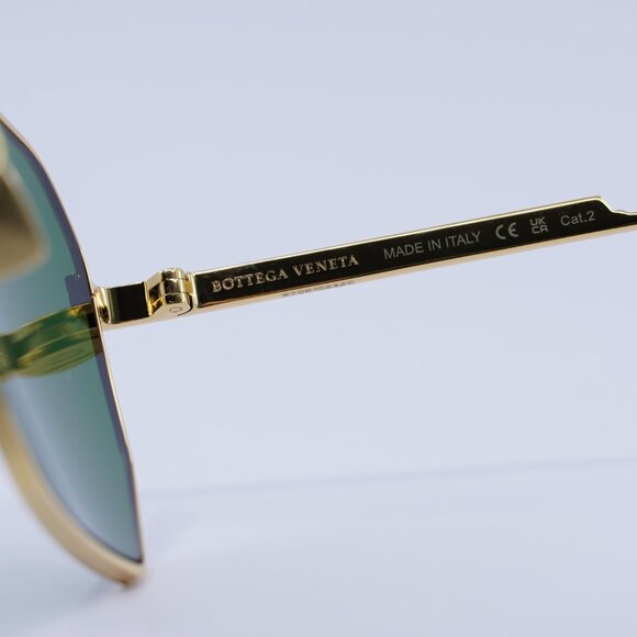 Bottega Veneta BV1012S 004 Sunglasses Gold Aviator Frame, Green Lenses - Picture 9 of 14